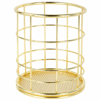 картинка Органайзер-стаканчик для косметики и мелочей MONTE VITA (МОНТЕ ВИТА), металлический, 100х90 мм, золото, 272486 от магазина МОЛТИ