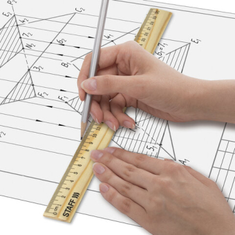 картинка Линейка деревянная 30 см, STAFF, канадская сосна, 210800 от магазина МОЛТИ