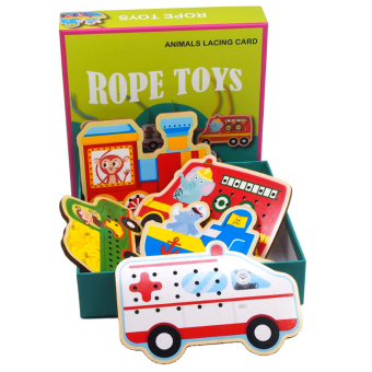 картинка Игрушка 2745-7/JX-323/6675 деревянная развивающия Шнуровка набор в коробке 5х20,5х20,5см (16д+5шн) от магазина МОЛТИ