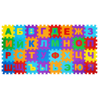 картинка Коврик-пазл напольный 1,2*0,6м мягкий "Алфавит" 32 элемента 15*15см, 1 см, ассорти, ЮНЛАНДИЯ, 664656 от магазина МОЛТИ