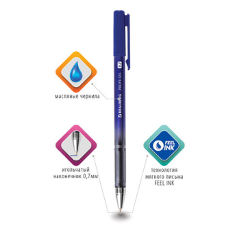 картинка Ручка шариковая масляная BRAUBERG "Profi-Oil", СИНЯЯ, корпус с печатью, узел 0,7 мм, линия письма 0,35 мм, 141632 от магазина МОЛТИ