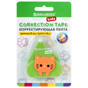 картинка Корректирующая лента BRAUBERG KIDS "Котенок", 5 мм х 6 м, корпус ассорти, блистер, 272494 от магазина МОЛТИ