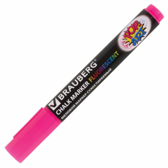 картинка Маркер меловой "POP-ART" РОЗОВЫЙ, 5 мм, стираемый, для гладких поверхностей, BRAUBERG, 151530 от магазина МОЛТИ