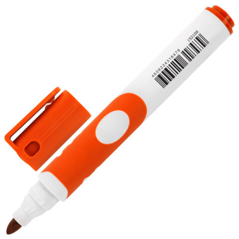 картинка Маркер стираемый для белой доски ОРАНЖЕВЫЙ, BRAUBERG "SOFT", 5 мм, резиновая вставка, 152108 от магазина МОЛТИ