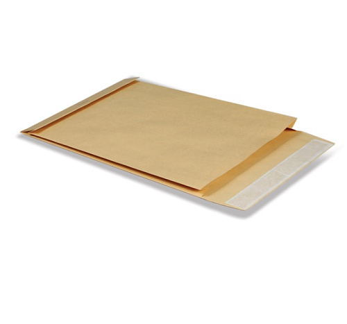 Конверт-пакет С4 объемный (229х324х40 мм), крафт-бумага, отрывная полоса, 381227