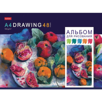 картинка Альбом для рисования, А4, 48 листов, скоба, обложка картон, HATBER, 205х290 мм, "Акварельная палитра", 067588, 48А4В от магазина МОЛТИ