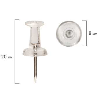 картинка Силовые кнопки-гвоздики прозрачные STAFF 50 штук, в картонной коробке, 227804 от магазина МОЛТИ