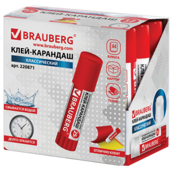 картинка Клей-карандаш BRAUBERG, 25 г, 220871 от магазина МОЛТИ