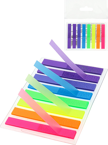 Закладки пластиковые (ЗС-1875) 45х6мм, 8 цветов по 25 листов, кратно 72