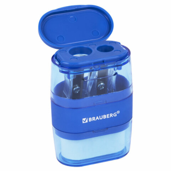 картинка Точилка с ластиком 2 в 1 BRAUBERG "Double", 2 отверстия, яркие цвета корпуса ассорти, 271987 от магазина МОЛТИ