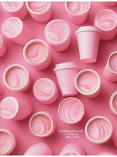 TM"Profit" Дневник школьный 40л. РОЗОВЫЕ СТАКАНЧИКИ (Д40-3228) 7БЦ,глянц.лам.,универсальн.