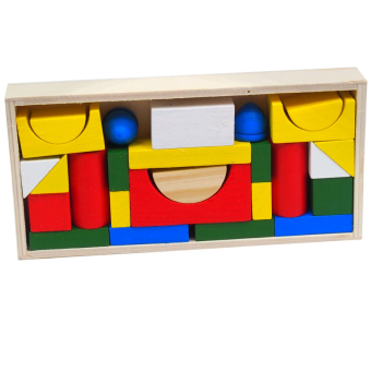 картинка Деревянные 2745-13/2580 кубики геометрические фигуры в коробке малый 14,5х4,5х21см (26шт) от магазина МОЛТИ
