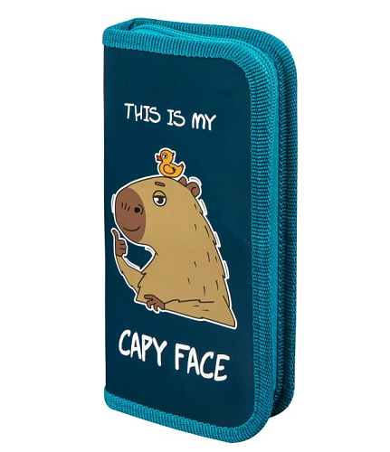 Пенал ПИФАГОР, 1 отделение, ламинированный картон, 19х9 см, "Capy face", 272245