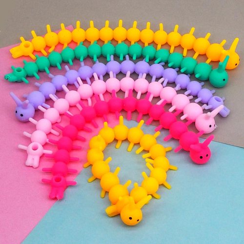 Антистресс браслет 2080-7 (60) Гусеница многоножка 1х24х1см .резина яркий