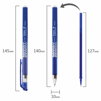 картинка Ручка стираемая гелевая + 5 стержней, BRAUBERG "REWIND", СИНЯЯ, игольчатый наконечник 0,5 мм, линия письма 0,35 мм, блистер, 144096 от магазина МОЛТИ