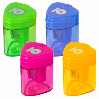 картинка Точилка ЮНЛАНДИЯ "Трио", с контейнером, пластиковая, корпус ассорти, 228438 от магазина МОЛТИ