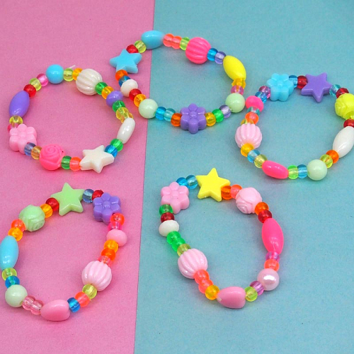 Браслет детский 2453-12 (20ПЛ) бусины микс нежные 5х1х5см