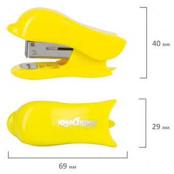 картинка Степлер №24/6, 26/6 МИНИ ЮНЛАНДИЯ "Дельфин", до 20 листов + скобы 24/6 1000 шт., ассорти, блистер, 228597 от магазина МОЛТИ