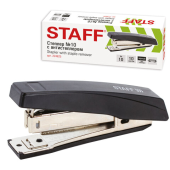 картинка Степлер №10 STAFF "Basic", до 10 листов, с антистеплером, черный, 224625 от магазина МОЛТИ