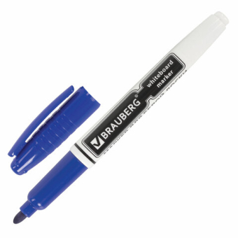 картинка Маркер стираемый для белой доски СИНИЙ, BRAUBERG, 4 мм, с клипом, эргономичный корпус, 150847 от магазина МОЛТИ