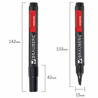 картинка Маркер перманентный BRAUBERG "Contract", ЧЕРНЫЙ, скошенный наконечник, 1-5 мм, 150469 от магазина МОЛТИ