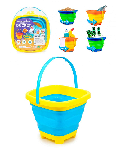 Игрушка YR43315-ж  пластиковая "Ведро складное квадратное 2л" желтое