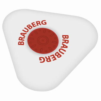 картинка Ластик BRAUBERG "Universal", 45х45х10 мм, белый, треугольный, красный пластиковый держатель, 222473 от магазина МОЛТИ