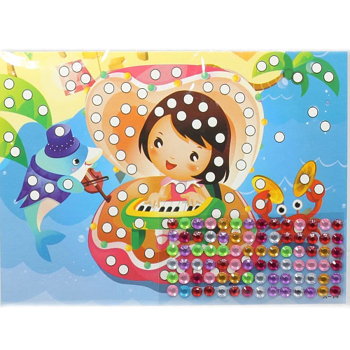 Наклейка-аппликация X14 со стразами Девочка в ракушке 13*21