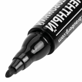 картинка Маркер перманентный двусторонний BRAUBERG, ЧЕРНЫЙ, круглый наконечник, 2/4 мм, 150836 от магазина МОЛТИ