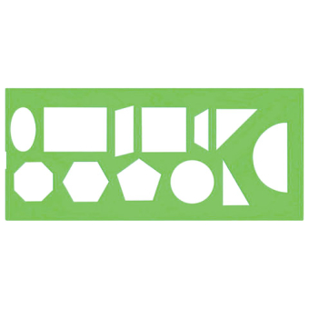 картинка Трафарет геометрических фигур, 12 элементов, зеленый, ТТ11 от магазина МОЛТИ