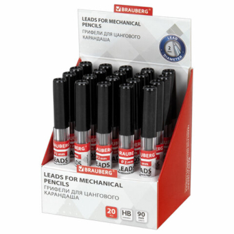 картинка Грифели для цангового карандаша 2 мм, HB, КОМПЛЕКТ 6 шт., в тубе, BRAUBERG, 181968 от магазина МОЛТИ