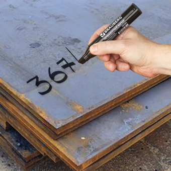 картинка Маркер перманентный BRAUBERG "JUMBO", ЧЕРНЫЙ, ШИРОКАЯ ЛИНИЯ ПИСЬМА, скошенный 3-10мм, 151224 от магазина МОЛТИ