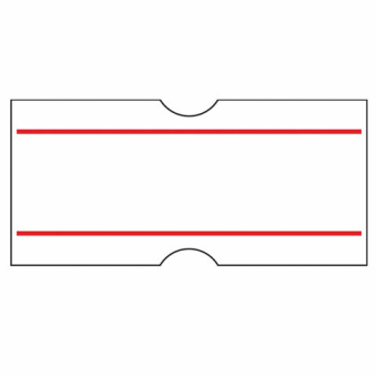 картинка Этикет-лента 21х12 мм, прямоугольная, белая с красной полосой, комплект 5 рулонов по 600 шт., BRAUBERG, 123568 от магазина МОЛТИ