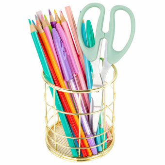 картинка Органайзер-стаканчик для косметики и мелочей MONTE VITA (МОНТЕ ВИТА), металлический, 100х90 мм, золото, 272486 от магазина МОЛТИ