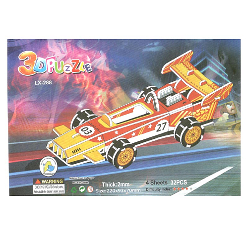 Пазл 3D А5 LX-288 Машина гоночная 21,5х1х14,5см (22х9х75)см 32РС 