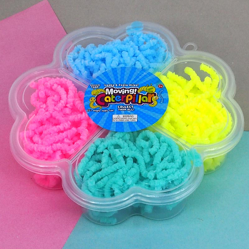 Антистресс  2080-12 "Живые Червечки" набор 4 цвета липнут ползуют в коробке 4х13х13см