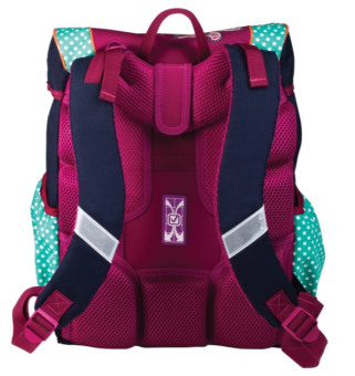 картинка Рюкзак BRAUBERG ортопедический, евроформат, EasyLock, девочка, Горошек, 20 литров, 37*29*19 см от магазина МОЛТИ