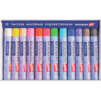 картинка Пастель масляная художественная BRAUBERG ART CLASSIC, 12 цветов, круглое сечение, 181447 от магазина МОЛТИ
