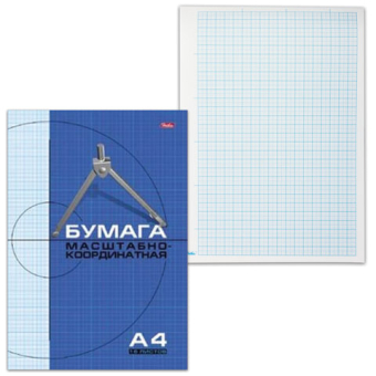 картинка Бумага масштабно-координатная (миллиметровая), скоба, А4 (210х295 мм), голубая, 16 листов, HATBER, 16Бм4_02284 от магазина МОЛТИ