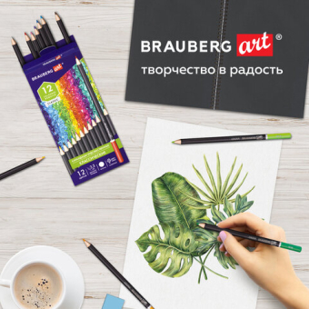 картинка Карандаши художественные цветные BRAUBERG ART CLASSIC, 12 цветов, МЯГКИЙ грифель 3,3 мм, 181536 от магазина МОЛТИ