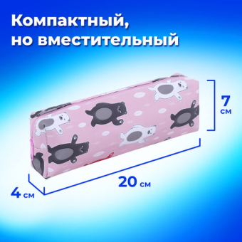 картинка Пенал-косметичка ПИФАГОР, мягкий, "BEAR", прямоугольный, 20х7х4 см, 229266 от магазина МОЛТИ