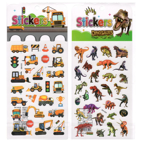 Наклейки SW  Динозавры и Транспорт 21х0,2х10см
