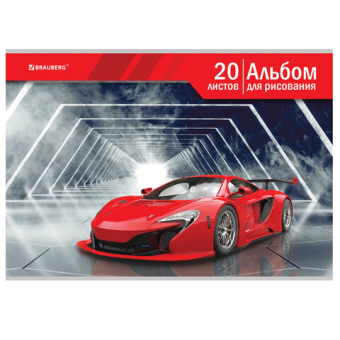 картинка Альбом для рисования А4 20 л., скоба, обложка картон, BRAUBERG, 202х285 мм, "Автомир" (2 вида), 105604 от магазина МОЛТИ