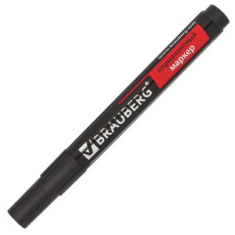 картинка Маркер перманентный BRAUBERG "Contract", ЧЕРНЫЙ, круглый наконечник, 3 мм, 150465 от магазина МОЛТИ