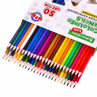 картинка Карандаши цветные BRAUBERG KIDS NEW, 50 цветов, трехгранные, грифель 3 мм, 182004 от магазина МОЛТИ