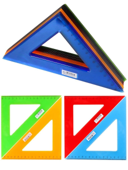 картинка Треугольник ЦВЕТНОЕ ПРОЗРАЧНОЕ АССОРТИ (Л-6206) 16 см. 45гр. от магазина МОЛТИ