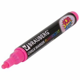 картинка Маркер меловой "POP-ART" РОЗОВЫЙ, 5 мм, стираемый, для гладких поверхностей, BRAUBERG, 151530 от магазина МОЛТИ