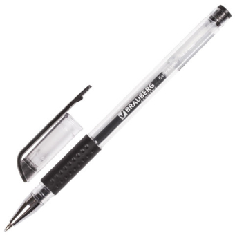 картинка Ручка гелевая BRAUBERG Number One, узел 0,5мм, линия 0,35мм, резиновый упор, черная, 141194 от магазина МОЛТИ