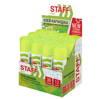 картинка Клей-карандаш УСИЛЕННЫЙ STAFF Profit, 36 г, PVP-основа, 228663 от магазина МОЛТИ