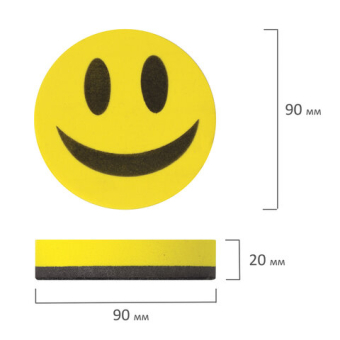 картинка Стиратель магнитный для магнитно-маркерной доски, круглый, диаметр 90 мм, "Смайлик", STAFF "Basic", 236751 от магазина МОЛТИ